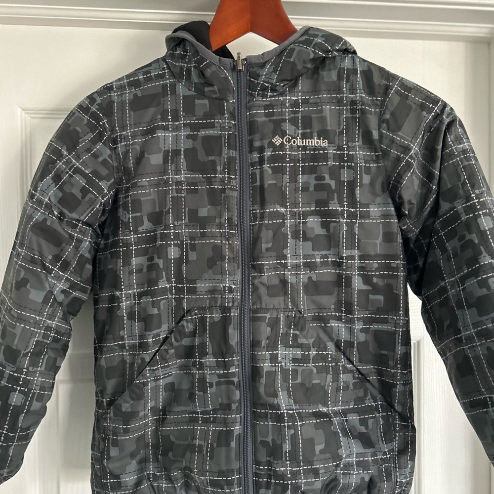 Columbia Kids' Charcoal and Black Checkered Raincoat